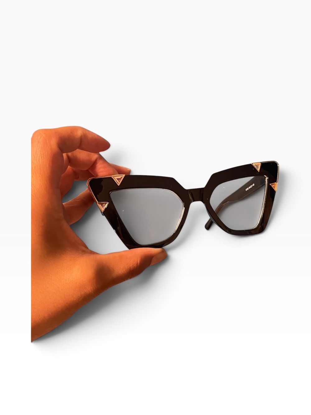 Black Cat-Eye Sunglasses with Gold Accents - Women Accessories